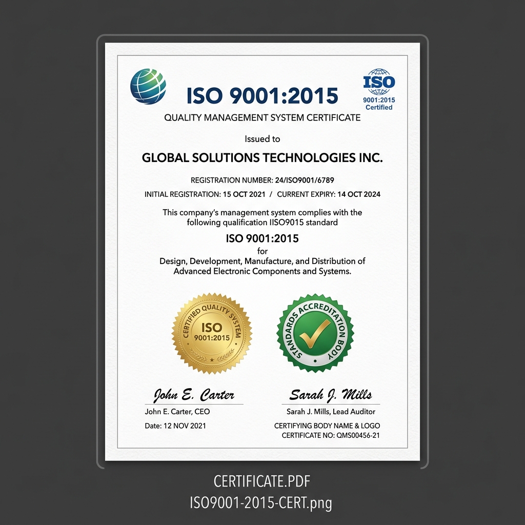 ISO 9001 Certificate Preview
